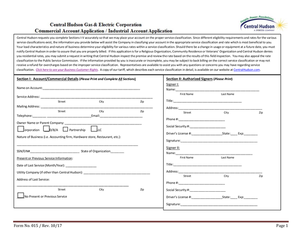 Fill Free Fillable Central Hudson PDF Forms PumpRebate