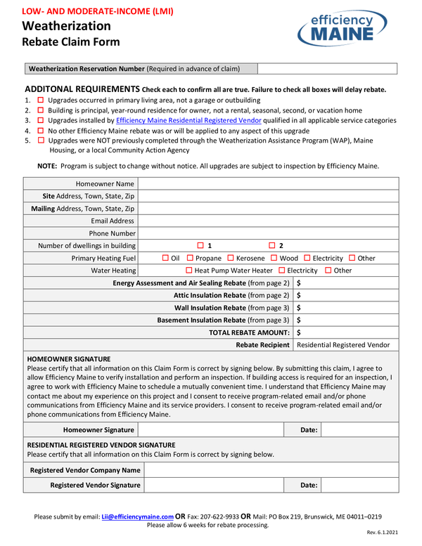 Fill Free Fillable Efficiency Maine PDF Forms PumpRebate