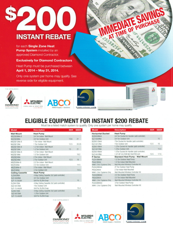 Mitsubishi Mini Split Heat Pump Rebates